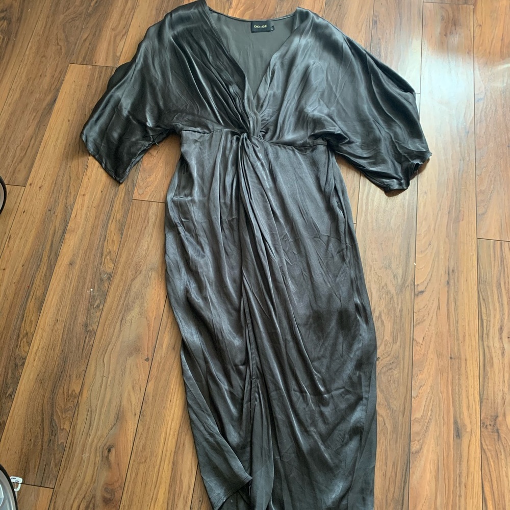 Midi Wrap Dress • Slate Grey Silk/Satin